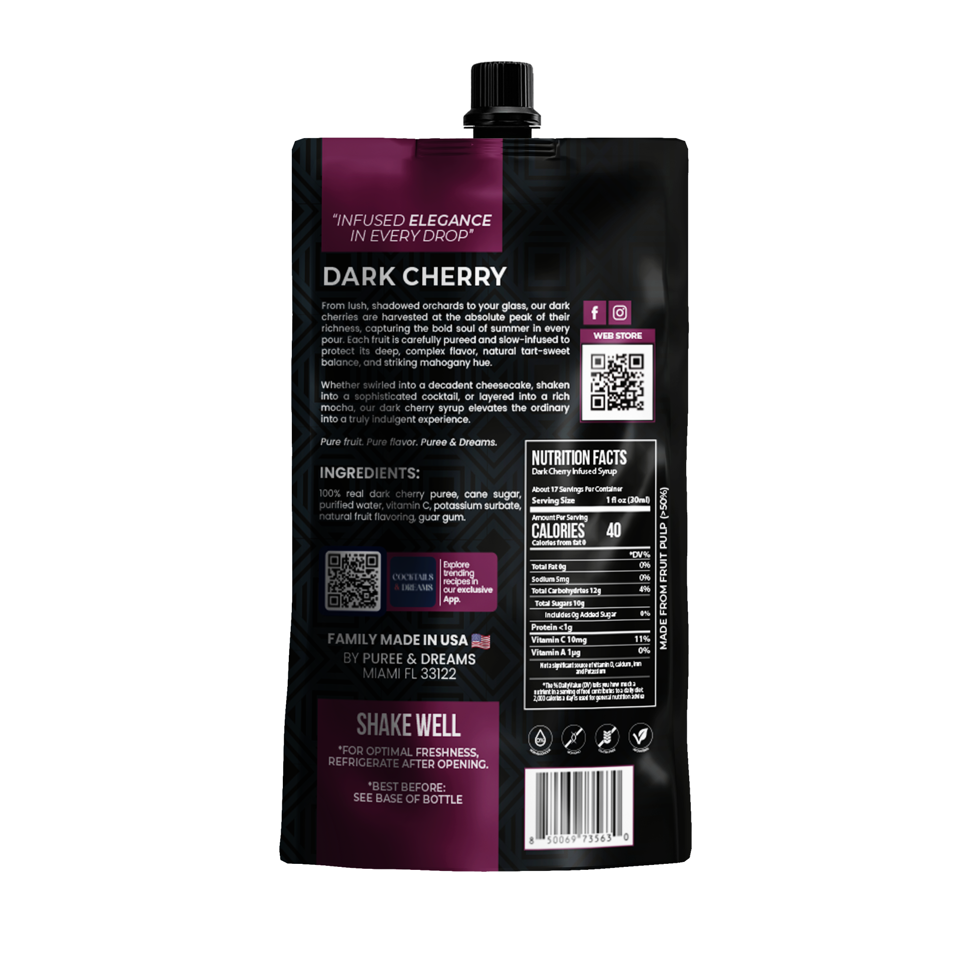 Dark Cherry Puree Infused Syrup – Rich & Exquisite Flavor